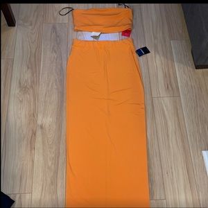 NWT Forever 21 Orange Two Piece Skirt and Crop Top